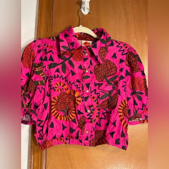 RARE๐ฆ FARM Rio x ANTHROPOLOGIE Pink๐Snakefruit๐๐Crop Top, S - Picture 11 of 16